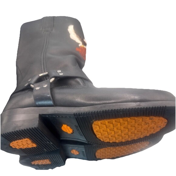 Vintage 90s Harley Davidson Black Leather Embroidered Eagle Harnes Boots 11.5 main image 9